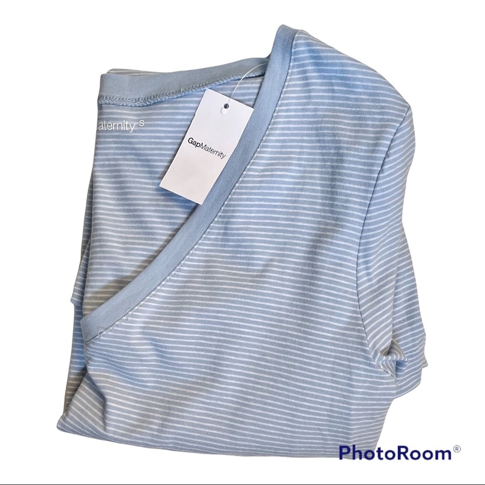 Gap Maternity Pure Body Striped Top Blue and White NWT